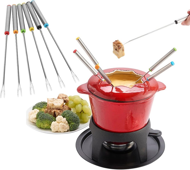 Hilitand 6pcs Stainless Steel Cheese Fondue Forks 24cm Long Silver, Easy to Hold for Home Commercial Use - Image 2