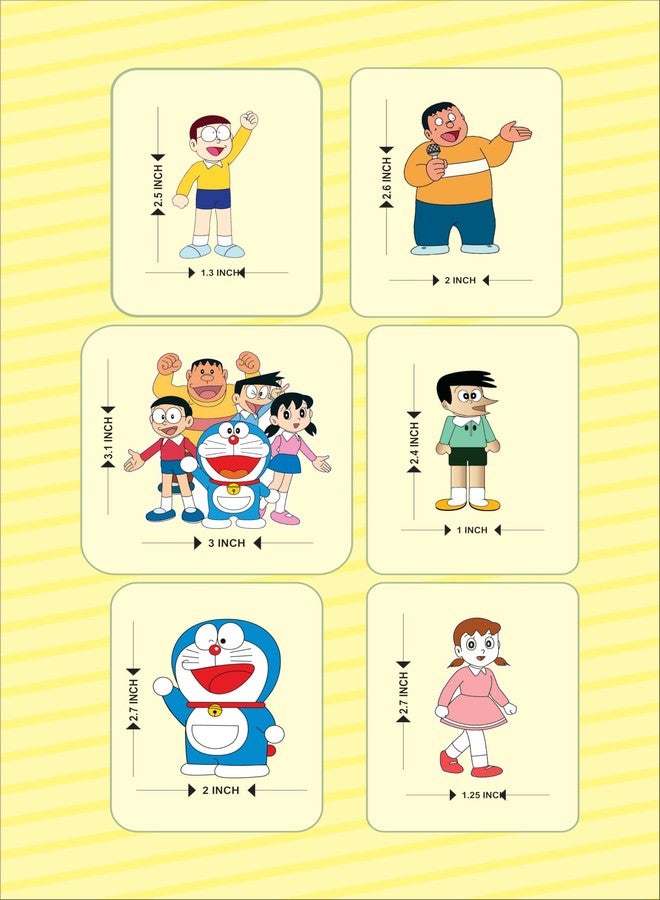 Creative Props Doraemon Cake Topper Set, Rainbow Birthday Theme Decorations, 6 Character Figures with Stands - Image 2