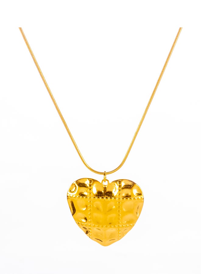 ذا بلاك بيرل اكسسوريز سلسلة أستانليس ستيل ذهبي مع دلاية شكل قلب ذهبي - Image 1