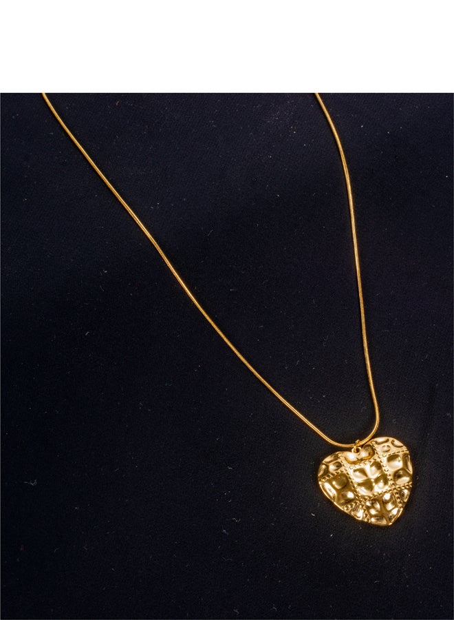 ذا بلاك بيرل اكسسوريز سلسلة أستانليس ستيل ذهبي مع دلاية شكل قلب ذهبي - Image 3