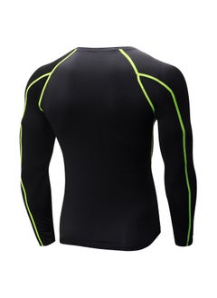 Generic Men Quick Dry Breathable Long Sleeve Shirt Black/Green  - Image 2