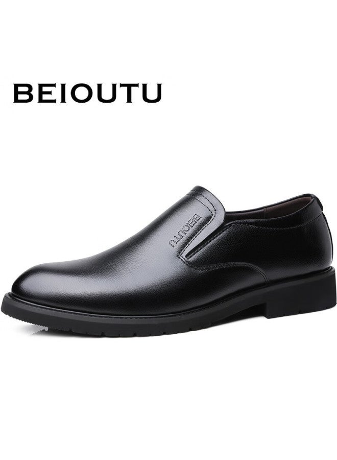 Beioutu Men's Leather Dress Shoes Classic Low-cut Business Casual Shoes 1798 Black Size 41 - Image 5