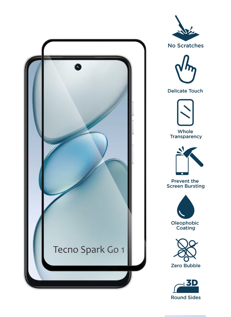 Generic - Tecno Spark Go 1 9H Hardness HD Tempered Glass Screen Protector 99% Transparency with device's original screen clarity and brightness - Image 1