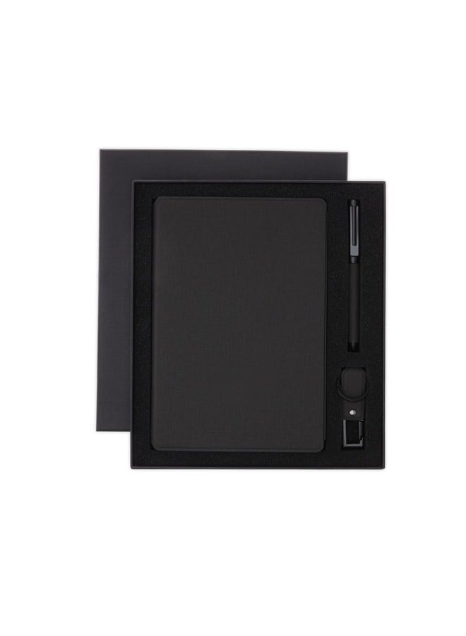 SANTHOME CHANGE ZERO Sustainable Gift Set with Refillable Notebook, Pen & USB Keychain - Black - Image 1