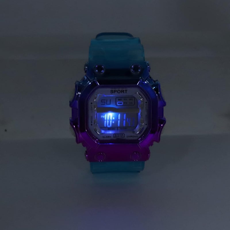 klarako Electronic Watch for Kids Boys Girls, Gradient Color Large Dial Waterproof Long Standby Time Purple Blue Casual Sports Wristwatches for Students - Image 3