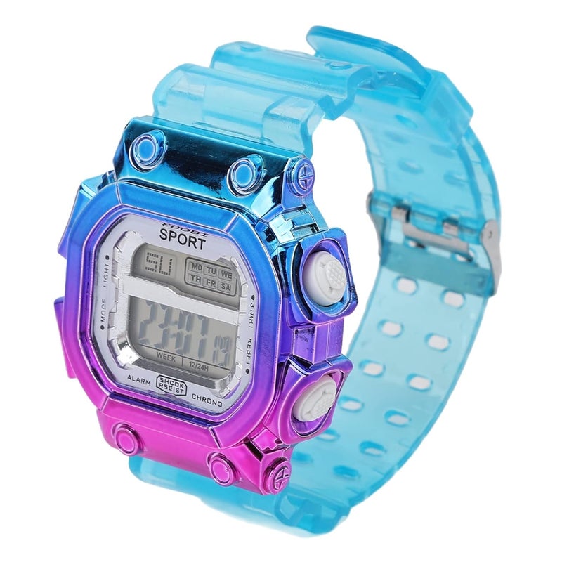 klarako Electronic Watch for Kids Boys Girls, Gradient Color Large Dial Waterproof Long Standby Time Purple Blue Casual Sports Wristwatches for Students - Image 1