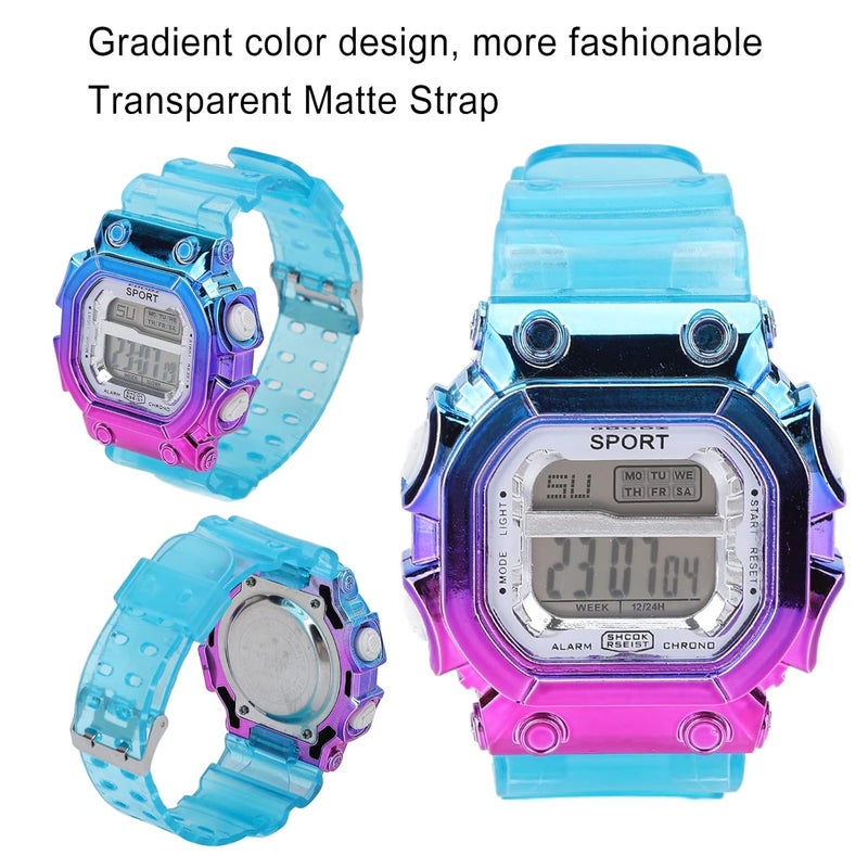 klarako Electronic Watch for Kids Boys Girls, Gradient Color Large Dial Waterproof Long Standby Time Purple Blue Casual Sports Wristwatches for Students - Image 2