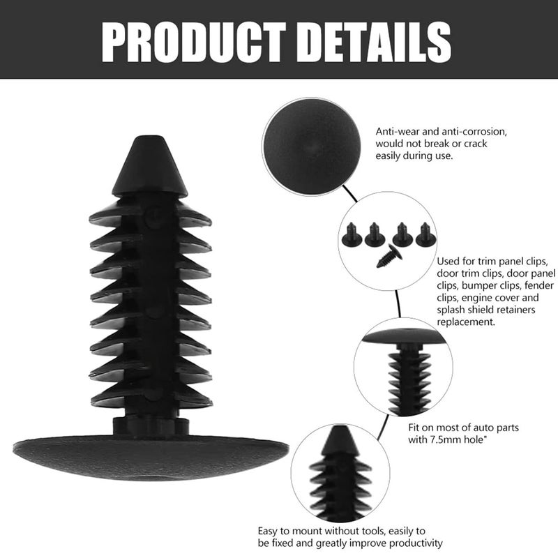 klarako Car Retainer Clip, 100pcs Universal Auto Body Fasteners Clips Assortment Nylon Push Bumper Fender Rivets Clips Replacement Kit - Image 2