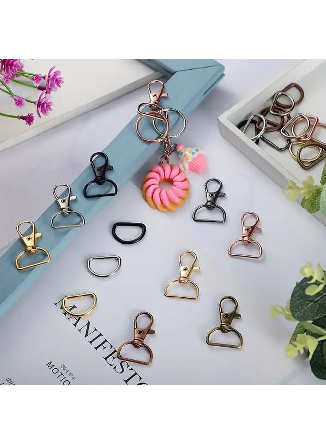 Rose Golden 50 Pcs Key Ring Hooks D Rings Lanyard Swivel Buckle DIY Craft Accessories - Image 5