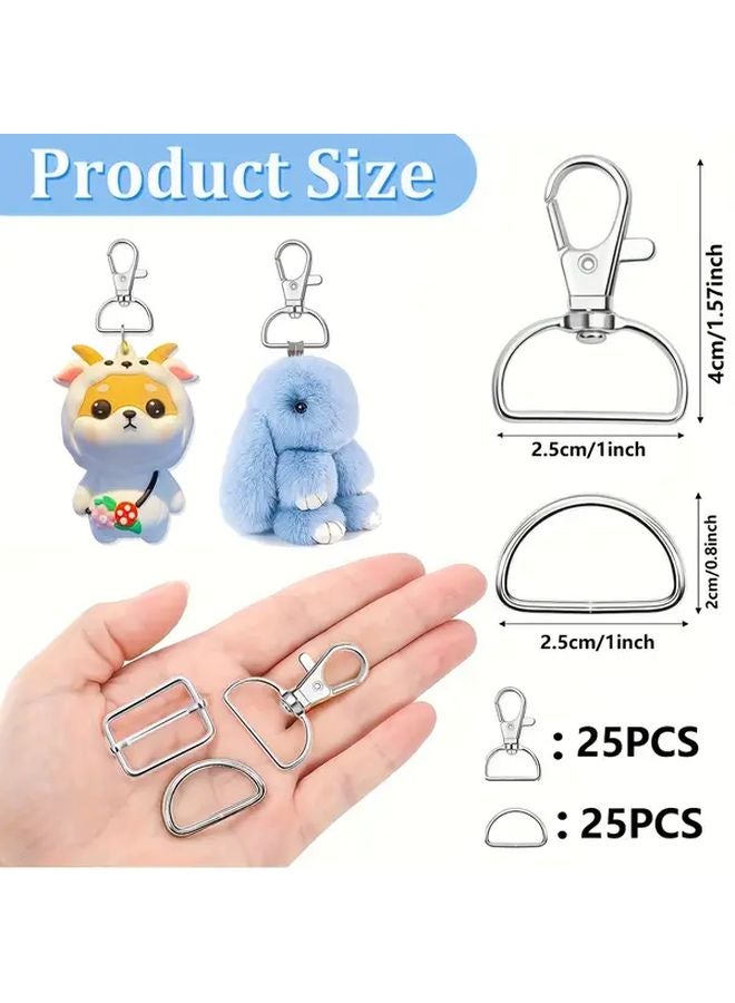 Rose Golden 50 Pcs Key Ring Hooks D Rings Lanyard Swivel Buckle DIY Craft Accessories - Image 3