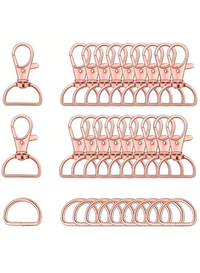 Rose Golden 50 Pcs Key Ring Hooks D Rings Lanyard Swivel Buckle DIY Craft Accessories - Image 1