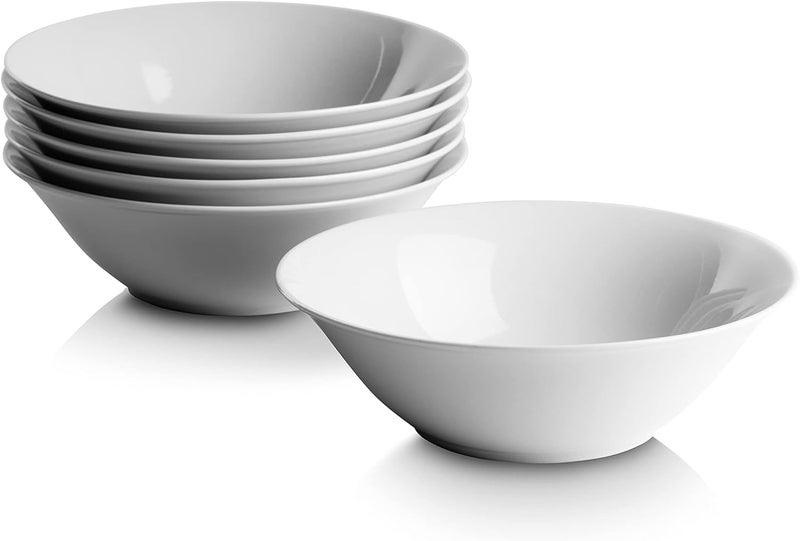 MN DEYER Premium White Porcelain Bowl Set of 6 | Perfect Bowl for Serving Salad, Rice, Soup, Cereal, Noodles and Corn Flakes | Scratch Resistant, Dishwasher Safe (5" | 12.5cm, ROUND) - Image 1