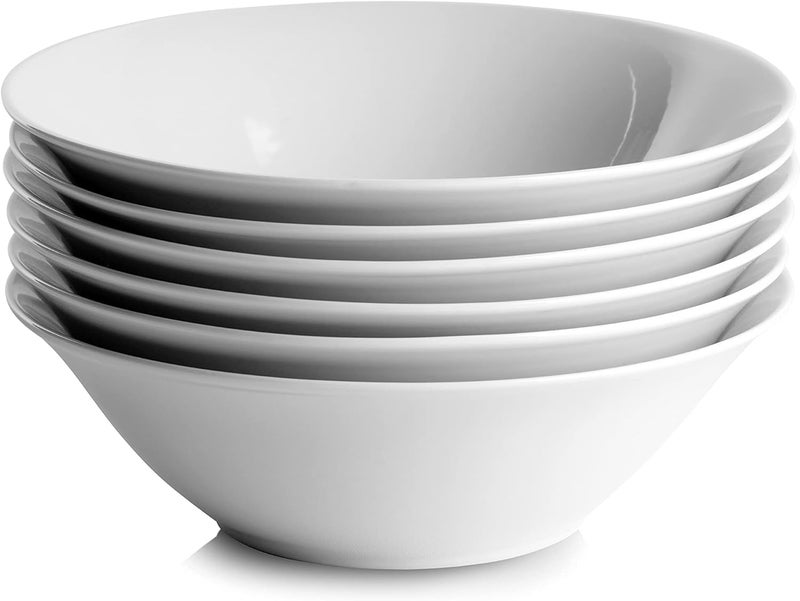MN DEYER Premium White Porcelain Bowl Set of 6 | Perfect Bowl for Serving Salad, Rice, Soup, Cereal, Noodles and Corn Flakes | Scratch Resistant, Dishwasher Safe (5" | 12.5cm, ROUND) - Image 2