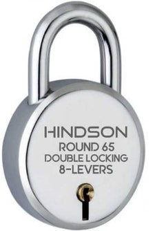 HINDSON HINDSON Lock Round 65mm with 3 Key Steel Double Locking 8 Lever Padlock for Door Gate Shutter Finish Silver Lock with Chain  - Image 2
