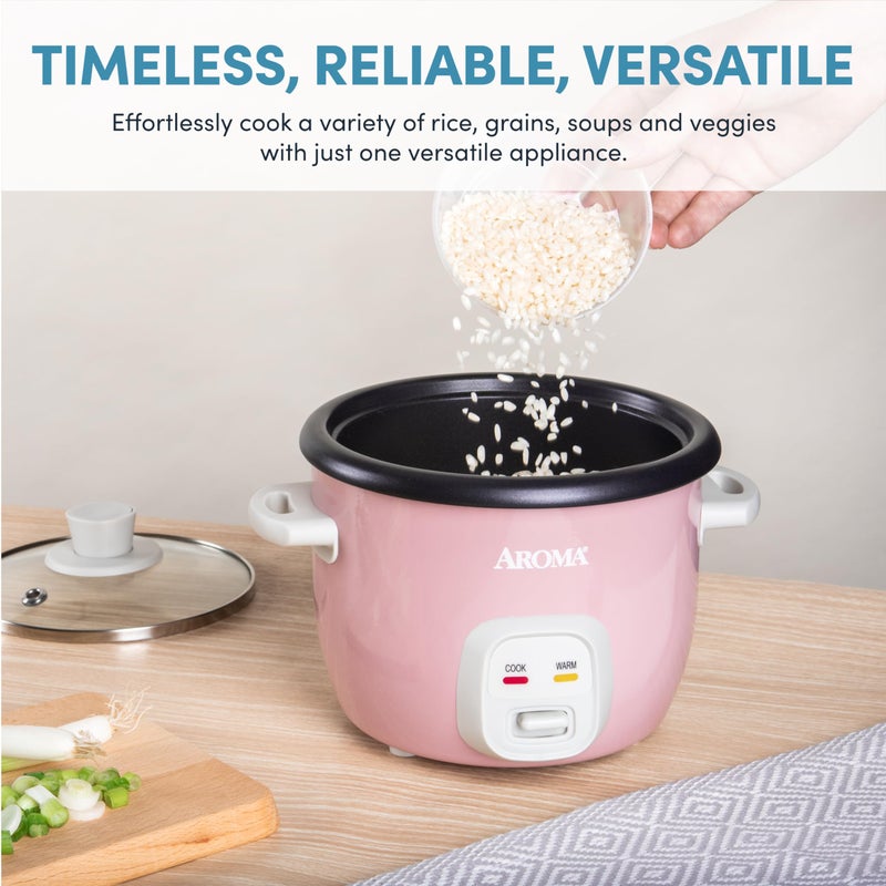 Aroma طباخ الأرز والحبوب من أروما هاوسويرز سعة 4 أكواب (مطبوخة) / 1 لتر (ARC-302NGP)، وردي - Image 3