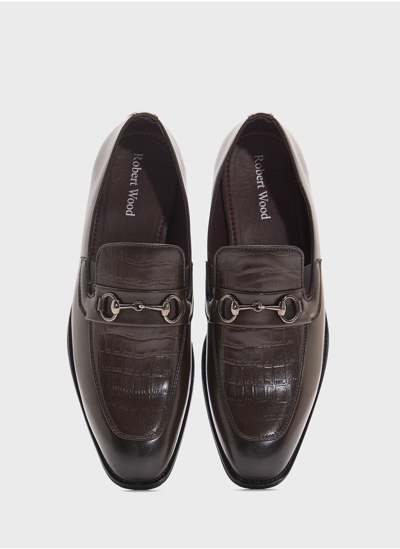 Robert Wood Croc Emboss Formal Slip Ons  - Image 4