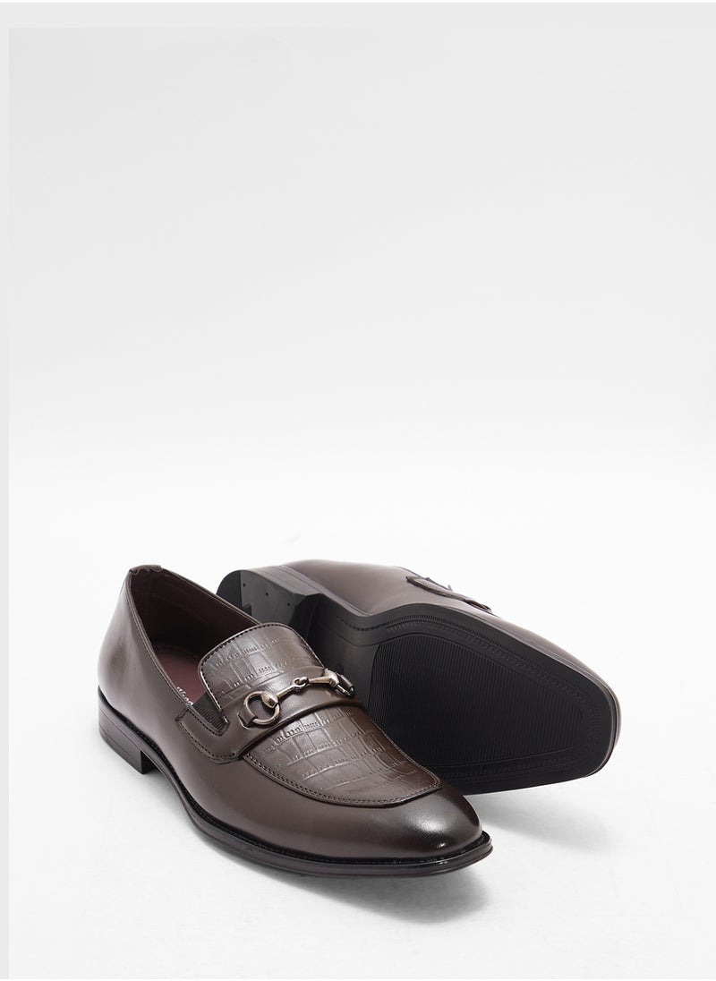 Robert Wood Croc Emboss Formal Slip Ons  - Image 3