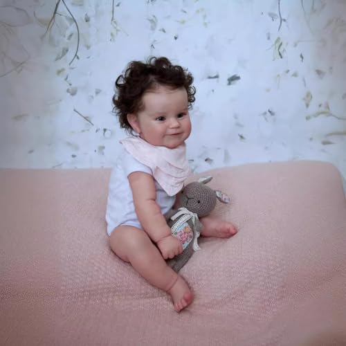 Wamdoll 20Inches Rooted Hair Sweet Smiling Real Life Reborn Baby Dolls Crafted in Vinyl Full Body Anatomically Correct Lifelike Newborn Girl Doll Look Realistic - Image 5
