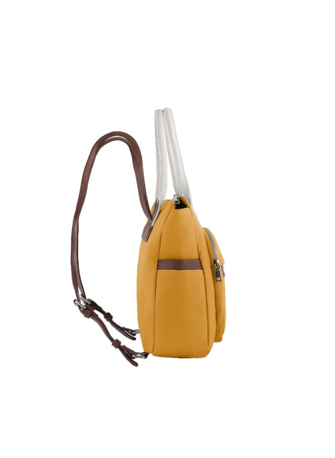 فوسكا شنطة Foska يد كبيرة (توت) وظهر نسائية 2 في 1 - تصميم عملي وجيوب جانبية لون أصفر - مقاس 28x32 سم - Image 3