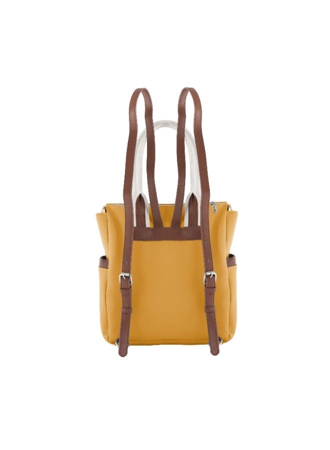 فوسكا شنطة Foska يد كبيرة (توت) وظهر نسائية 2 في 1 - تصميم عملي وجيوب جانبية لون أصفر - مقاس 28x32 سم - Image 4