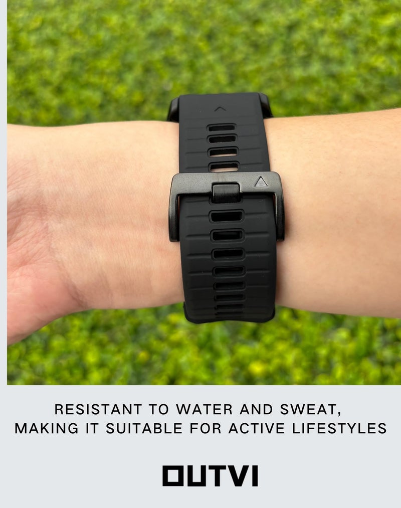 OUTVI 22mm watch band for garmin fenix 5 6 7 pro Sapphire Solar Forerunner 965 955 935 745 epix Pro Gen 2 47mm only soft silicone quick fit 22 watch bands replacement for men women Black - Image 5