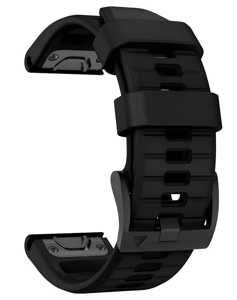 OUTVI 22mm watch band for garmin fenix 5 6 7 pro Sapphire Solar Forerunner 965 955 935 745 epix Pro Gen 2 47mm only soft silicone quick fit 22 watch bands replacement for men women Black - Image 1