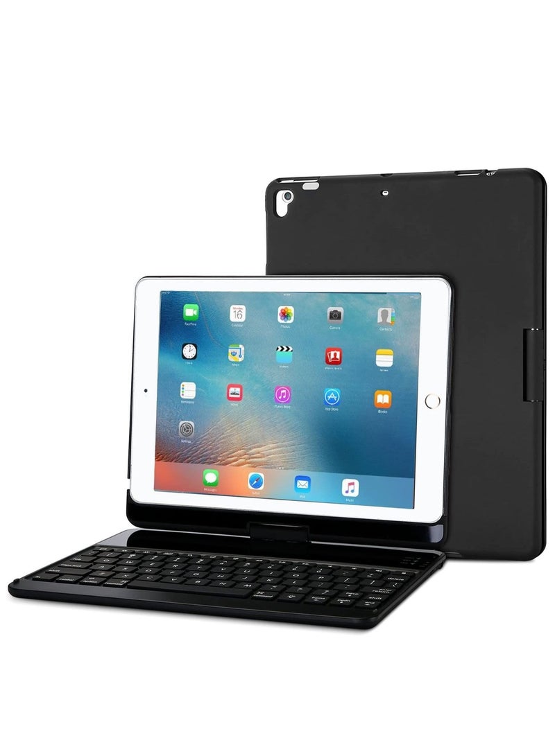 Keyboard Case for iPad Air/Air 2/ iPad 9.7 6th 5th 2017 2018/ iPad Pro 9.7 2016-360 Degree Rotation Swivel Cover Case with Wireless Keyboard - Image 1