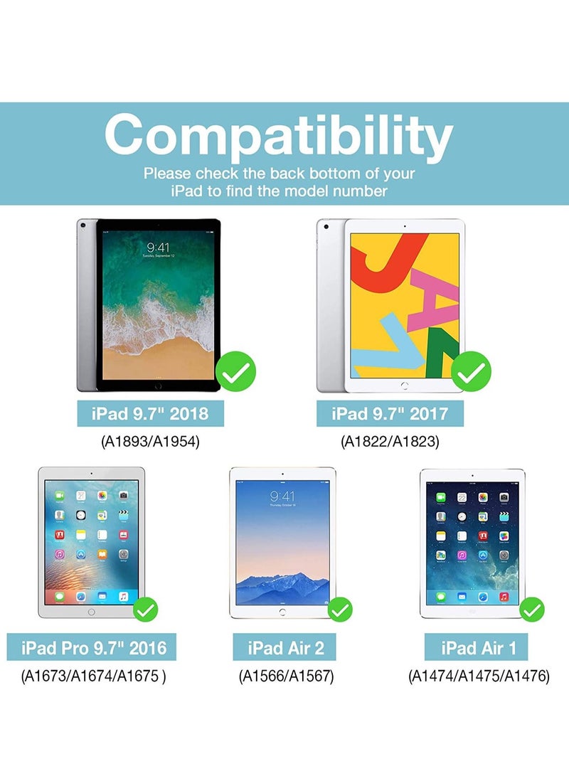 Keyboard Case for iPad Air/Air 2/ iPad 9.7 6th 5th 2017 2018/ iPad Pro 9.7 2016-360 Degree Rotation Swivel Cover Case with Wireless Keyboard - Image 2