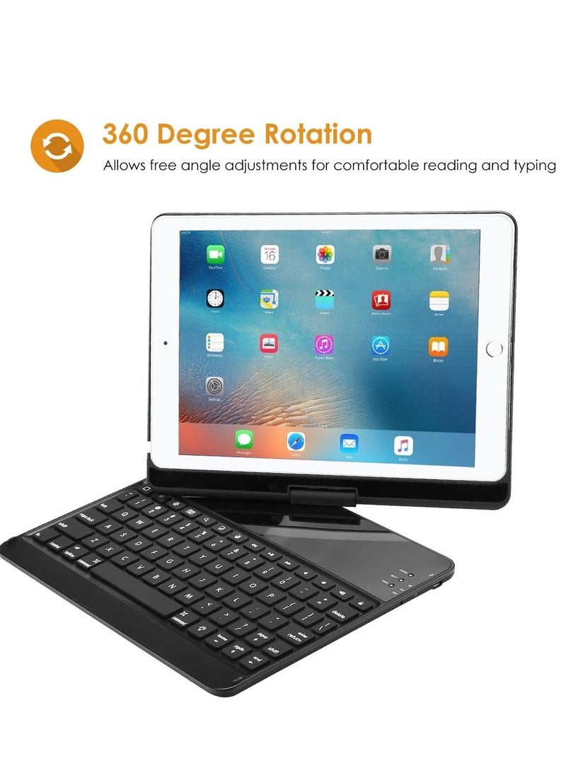 Keyboard Case for iPad Air/Air 2/ iPad 9.7 6th 5th 2017 2018/ iPad Pro 9.7 2016-360 Degree Rotation Swivel Cover Case with Wireless Keyboard - Image 3