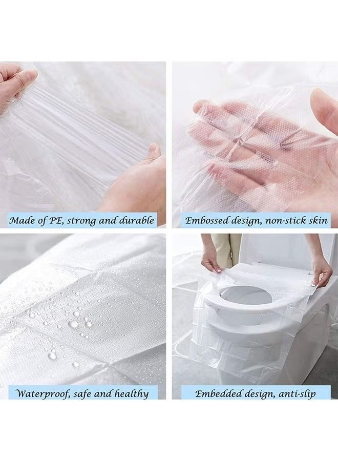 50 Pcs Flushable Disposable Toilet Seat Cover Set Clear - Image 2