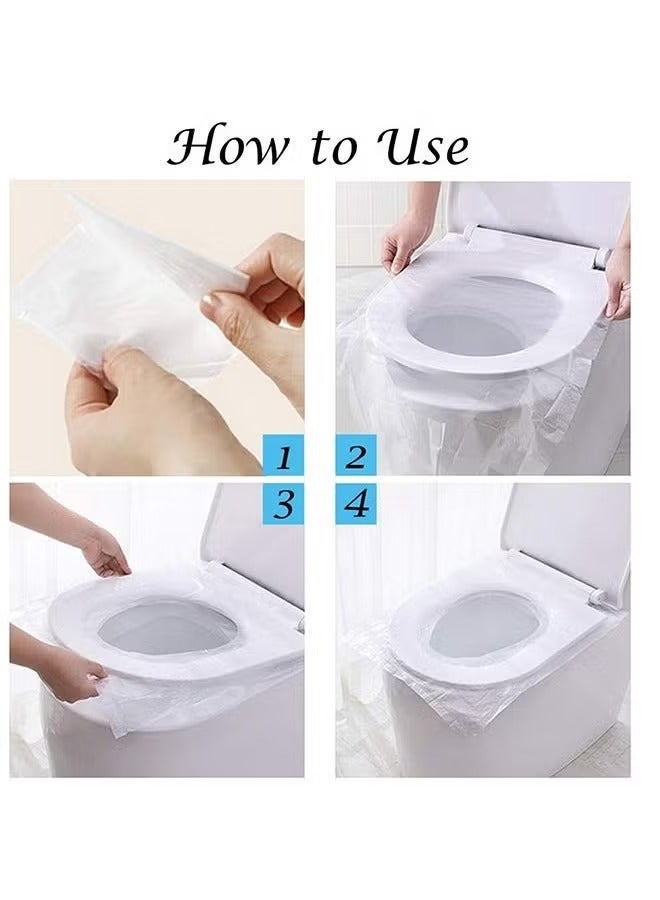 50 Pcs Flushable Disposable Toilet Seat Cover Set Clear - Image 3