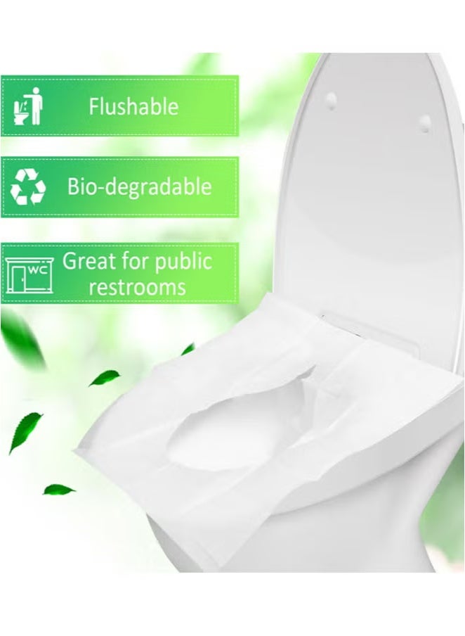 50 Pcs Flushable Disposable Toilet Seat Cover Set Clear - Image 4