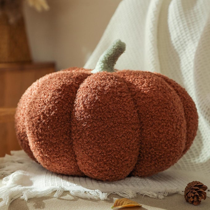 PUMPKIN PILLOWS THANKSGIVING PUMPKIN THROW PILLOWS BROWN SHAPED PILLOW FOR FALL ROOM DECOR GIFTS TEDDY FLEECE CUTE 6X12 INCHES HALLOWEEN PILLOW ACCENT FALL PILLOWS
