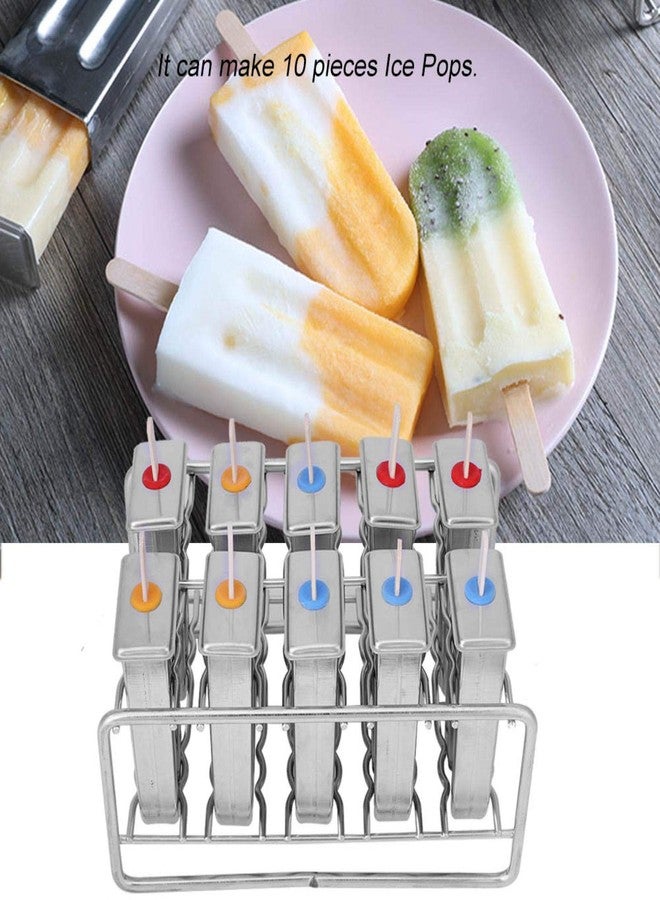 ciciglow 10Pcs Stainless Steel with 100Pcs Sticks Holder,Commercial Ice Ice Cream Maker (Round head) - Image 2