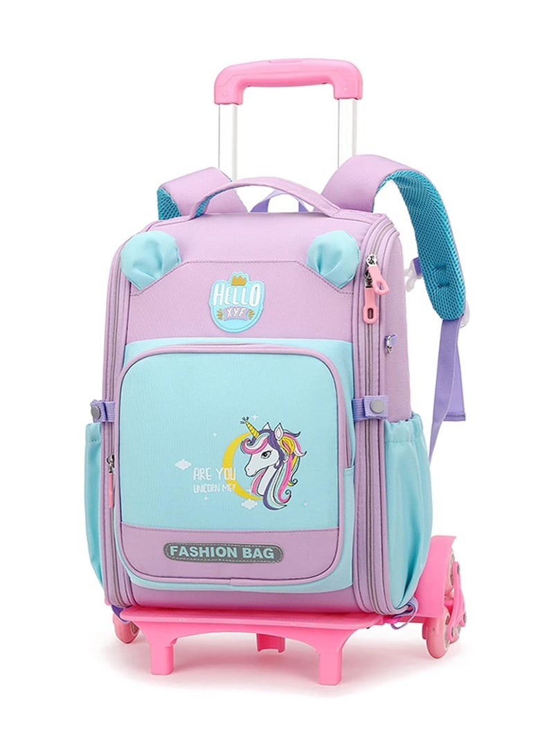 أوريتي حقيبة الظهر المدرسة الفتيات الأولاد عربة حقيبة السفر مع 6 عجلات - Image 1