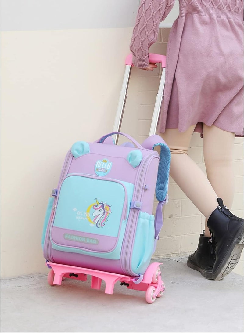 أوريتي حقيبة الظهر المدرسة الفتيات الأولاد عربة حقيبة السفر مع 6 عجلات - Image 4