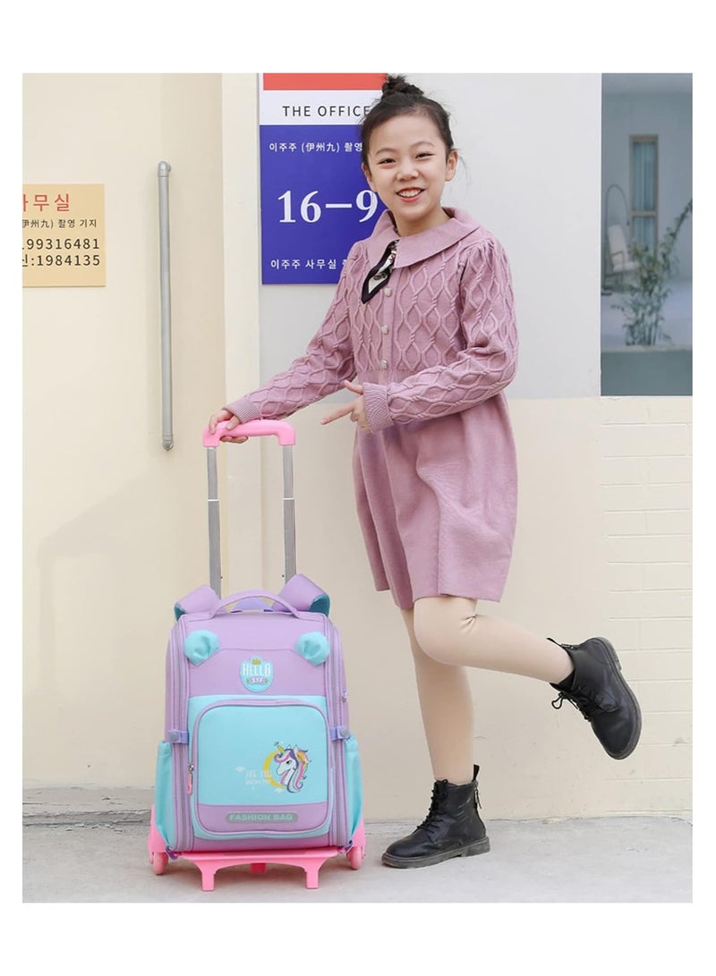 أوريتي حقيبة الظهر المدرسة الفتيات الأولاد عربة حقيبة السفر مع 6 عجلات - Image 3