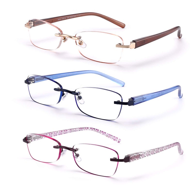 Feivsn 3-Pack Rimless Reading Glasses For Women  Lightweight Spring Hinge Readers  Classic Elegant Artistic Eyeglasses Uv 400 (Mix 2.25 Etc) - Image 1