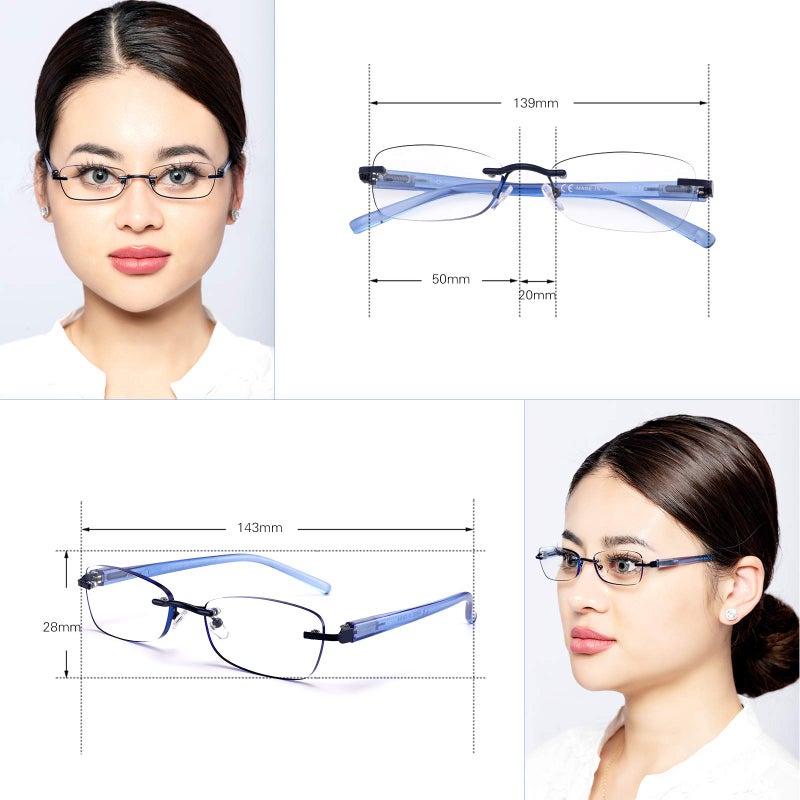 Feivsn 3-Pack Rimless Reading Glasses For Women  Lightweight Spring Hinge Readers  Classic Elegant Artistic Eyeglasses Uv 400 (Mix 2.25 Etc) - Image 2