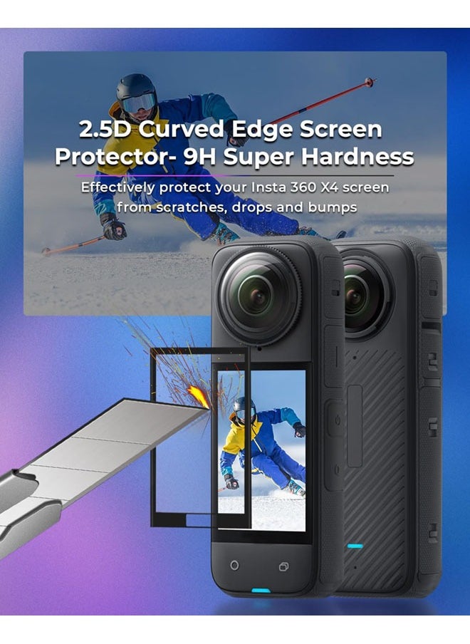 SJet - 2 Pack Insta 360 X4 Screen Protector for Insta360 X4 X 4 Accessories, Anti-scratch Tempered Glass 0.3mm 9H Hardness Anti-Bubble - Image 1