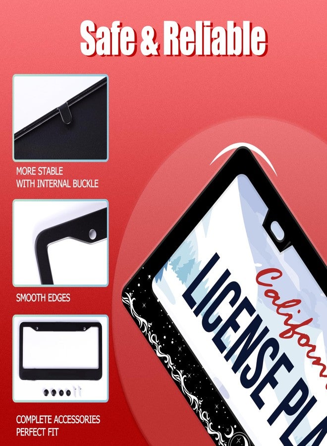 UNINDREM Moon License Plate Frame Ocean Waves Stainless Steel License Plate Frame Rust-Proof Auto Parts Decoration with Screws License Plate Holder for Men Women Youth 12x6 Inch Gift - Image 4