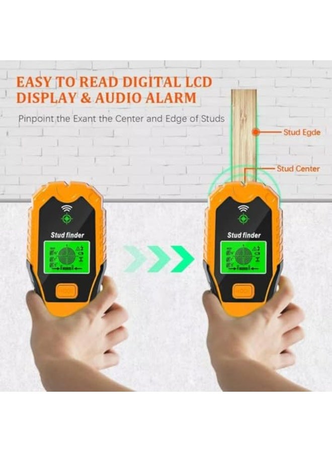 جهاز كشف المسامير، جهاز استشعار متعدد الوظائف للكشف عن الأسلاك، ماسح جدران إلكتروني مع شاشة LCD للكشف عن المسامير، المعادن والأسلاك الحية، بحجم 7.28x3.11x0.91 بوصة - Image 3