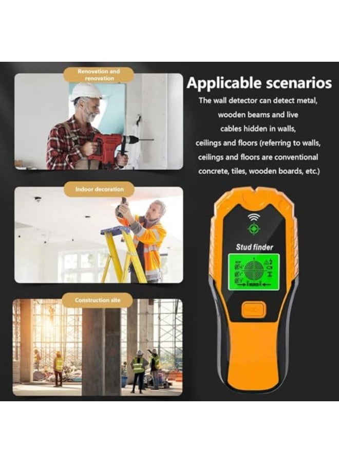 جهاز كشف المسامير، جهاز استشعار متعدد الوظائف للكشف عن الأسلاك، ماسح جدران إلكتروني مع شاشة LCD للكشف عن المسامير، المعادن والأسلاك الحية، بحجم 7.28x3.11x0.91 بوصة - Image 4