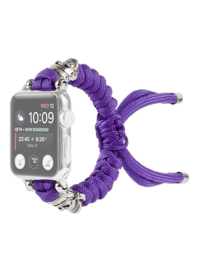 NIBEMINENT Skull Umbrella Cord Braided Watch Strap For Apple Series 7/6/SE/5/4/3/2/1 41/40/38mm Purple - Image 1