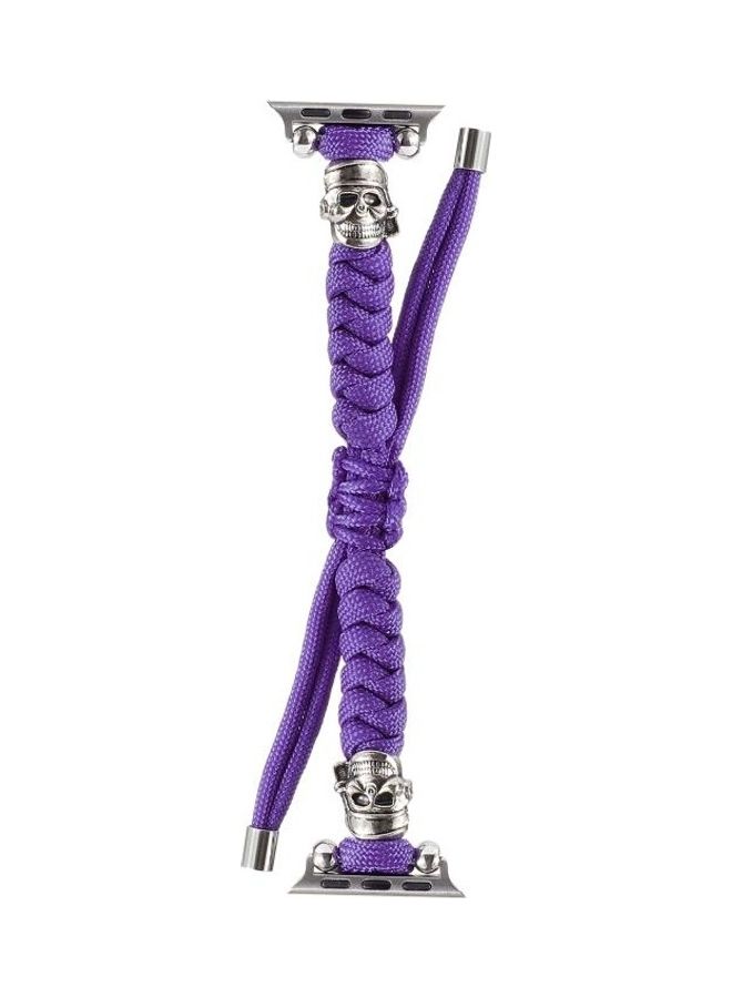 NIBEMINENT Skull Umbrella Cord Braided Watch Strap For Apple Series 7/6/SE/5/4/3/2/1 41/40/38mm Purple - Image 2