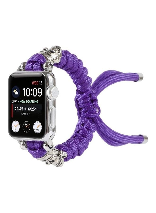 NIBEMINENT Skull Umbrella Cord Braided Watch Strap For Apple Series 7/6/SE/5/4/3/2/1 41/40/38mm Purple - Image 3