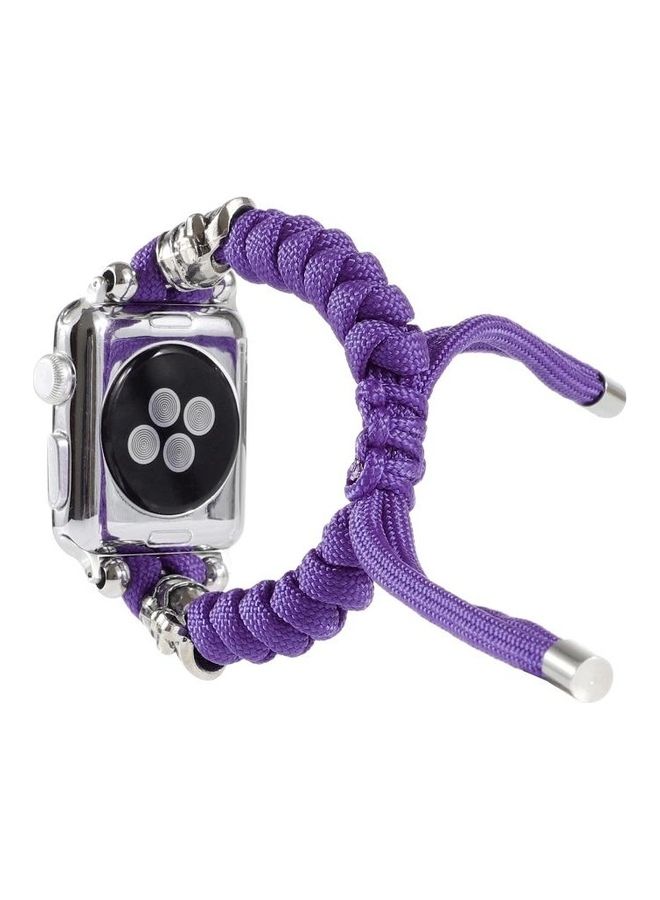 NIBEMINENT Skull Umbrella Cord Braided Watch Strap For Apple Series 7/6/SE/5/4/3/2/1 41/40/38mm Purple - Image 4