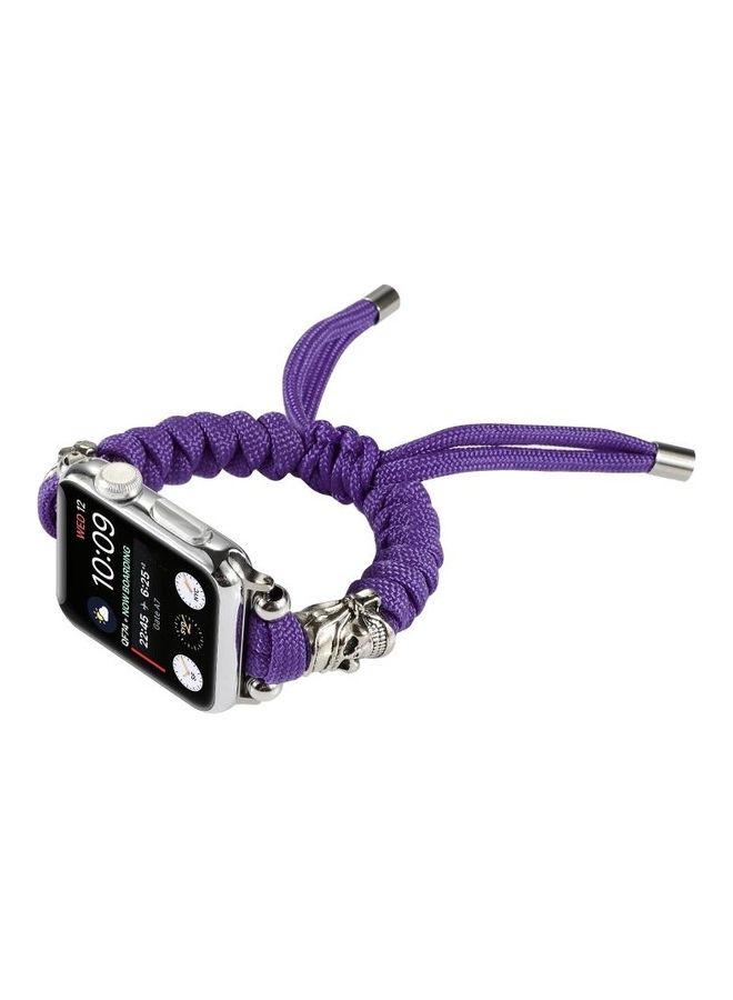 NIBEMINENT Skull Umbrella Cord Braided Watch Strap For Apple Series 7/6/SE/5/4/3/2/1 41/40/38mm Purple - Image 5