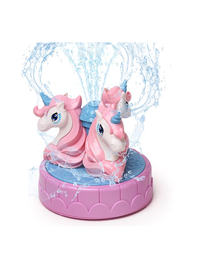 Luckam Outdoor Water Spray Sprinkler for Kids, Garden Spinning Unicorns Sprinkler Toy, Splashing Fun for Summer Toys Gifts for Boys Girls Toddlers - Image 1