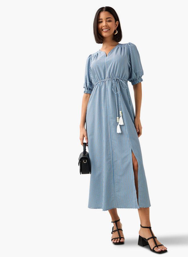 Splash FAV Geometric Print Women Dress with Tie-Ups - Image 1